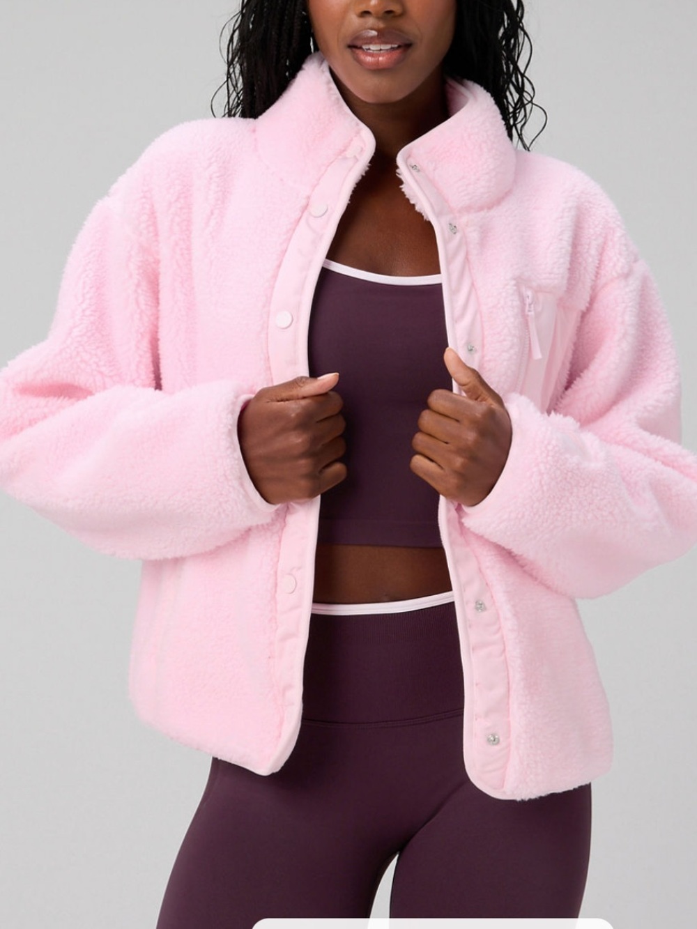 Fabletics Soft Pink Tahoe Teddy Jacket